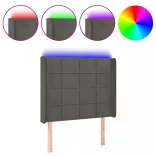 sötétszürke bársony LED-es fejtámla 83x16x118/128 cm