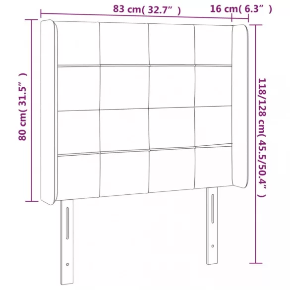 rózsaszín bársony LED-es fejtámla 83x16x118/128 cm
