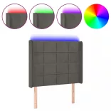 sötétszürke bársony LED-es fejtámla 93x16x118/128 cm