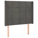 sötétszürke bársony LED-es fejtámla 93x16x118/128 cm