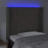 sötétszürke bársony LED-es fejtámla 93x16x118/128 cm