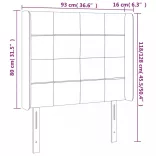 rózsaszín bársony LED-es fejtámla 93x16x118/128 cm