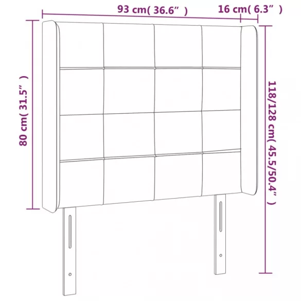 rózsaszín bársony LED-es fejtámla 93x16x118/128 cm