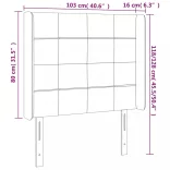 sötétszürke bársony LED-es fejtámla 103x16x118/128 cm