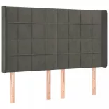 sötétszürke bársony LED-es fejtámla 147x16x118/128 cm
