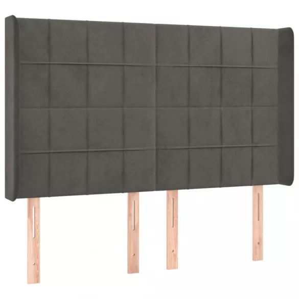 sötétszürke bársony LED-es fejtámla 147x16x118/128 cm