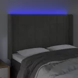 sötétszürke bársony LED-es fejtámla 147x16x118/128 cm