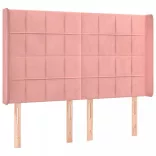 rózsaszín bársony LED-es fejtámla 147x16x118/128 cm