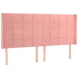 rózsaszín bársony LED-es fejtámla 163x16x118/128 cm