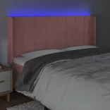 rózsaszín bársony LED-es fejtámla 163x16x118/128 cm