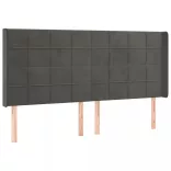 sötétszürke bársony LED-es fejtámla 183x16x118/128 cm
