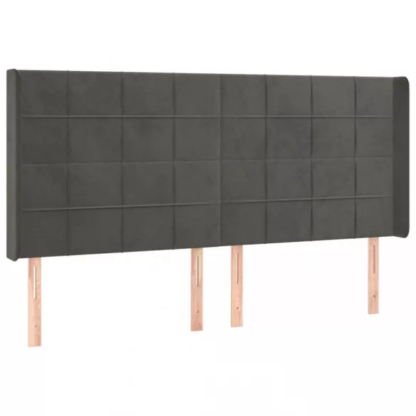 sötétszürke bársony LED-es fejtámla 183x16x118/128 cm