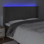 sötétszürke bársony LED-es fejtámla 183x16x118/128 cm