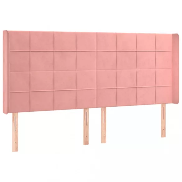 rózsaszín bársony LED-es fejtámla 183x16x118/128 cm
