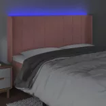 rózsaszín bársony LED-es fejtámla 183x16x118/128 cm
