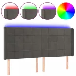sötétszürke bársony LED-es fejtámla 203x16x118/128 cm