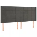 sötétszürke bársony LED-es fejtámla 203x16x118/128 cm