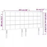 sötétszürke bársony LED-es fejtámla 203x16x118/128 cm