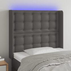 szürke műbőr LED-es fejtámla 93x16x118/128 cm