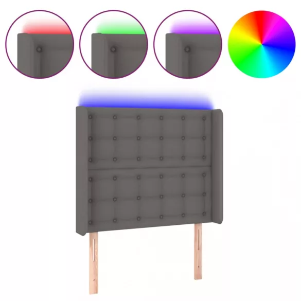 szürke műbőr LED-es fejtámla 93x16x118/128 cm
