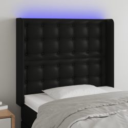 fekete műbőr LED-es fejtámla 103x16x118/128 cm