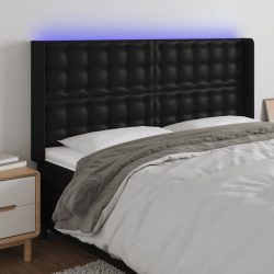 fekete műbőr LED-es fejtámla 163x16x118/128 cm