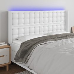 fehér műbőr LED-es fejtámla 163x16x118/128 cm