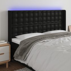 fekete műbőr LED-es fejtámla 183x16x118/128 cm