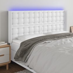 fehér műbőr LED-es fejtámla 183x16x118/128 cm