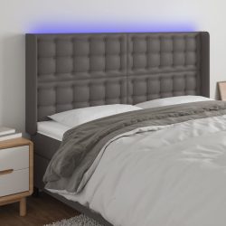 szürke műbőr LED-es fejtámla 183x16x118/128 cm