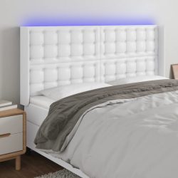 fehér műbőr LED-es fejtámla 203x16x118/128 cm