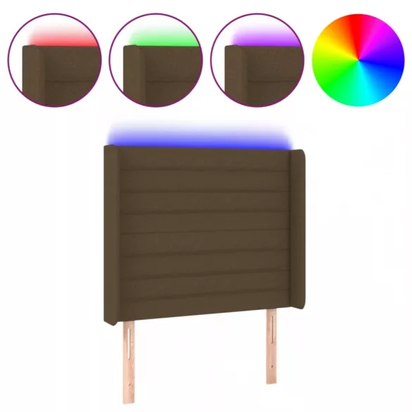 sötétbarna szövet LED-es fejtámla 83x16x118/128 cm