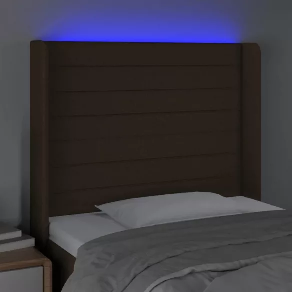 sötétbarna szövet LED-es fejtámla 83x16x118/128 cm