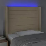 krémszínű szövet LED-es fejtámla 103x16x118/128 cm