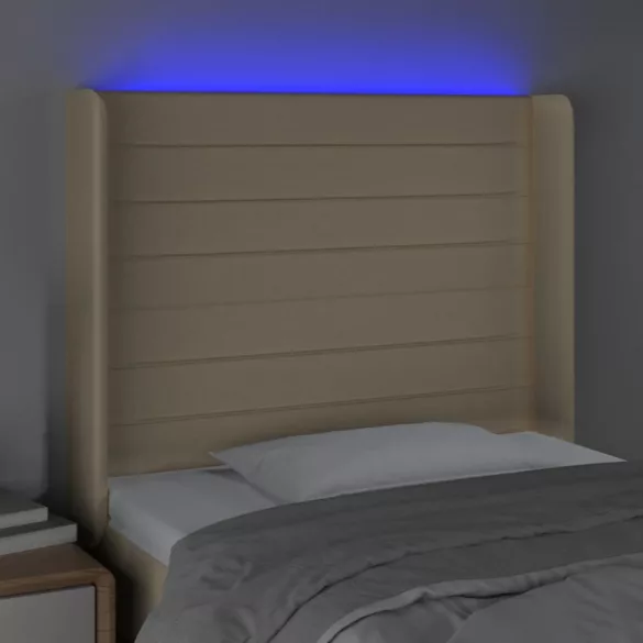 krémszínű szövet LED-es fejtámla 103x16x118/128 cm