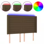 sötétbarna szövet LED-es fejtámla 147x16x118/128 cm