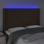 sötétbarna szövet LED-es fejtámla 147x16x118/128 cm