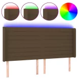 sötétbarna szövet LED-es fejtámla 163x16x118/128 cm