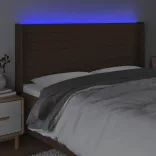 sötétbarna szövet LED-es fejtámla 163x16x118/128 cm