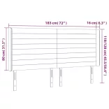 sötétszürke szövet LED-es fejtámla 183x16x118/128 cm