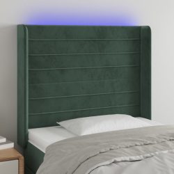 sötétzöld bársony LED-es fejtámla 83x16x118/128 cm