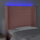 rózsaszín bársony LED-es fejtámla 83x16x118/128 cm