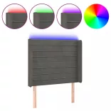 sötétszürke bársony LED-es fejtámla 93x16x118/128 cm