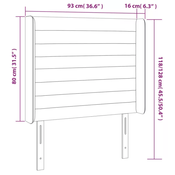 rózsaszín bársony LED-es fejtámla 93x16x118/128 cm