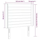 világosszürke bársony LED-es fejtámla 103x16x118/128 cm