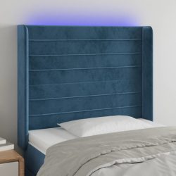 sötétkék bársony LED-es fejtámla 103x16x118/128 cm