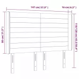 világosszürke bársony LED-es fejtámla 147x16x118/128 cm