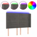 sötétszürke bársony LED-es fejtámla 147x16x118/128 cm