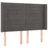 sötétszürke bársony LED-es fejtámla 147x16x118/128 cm