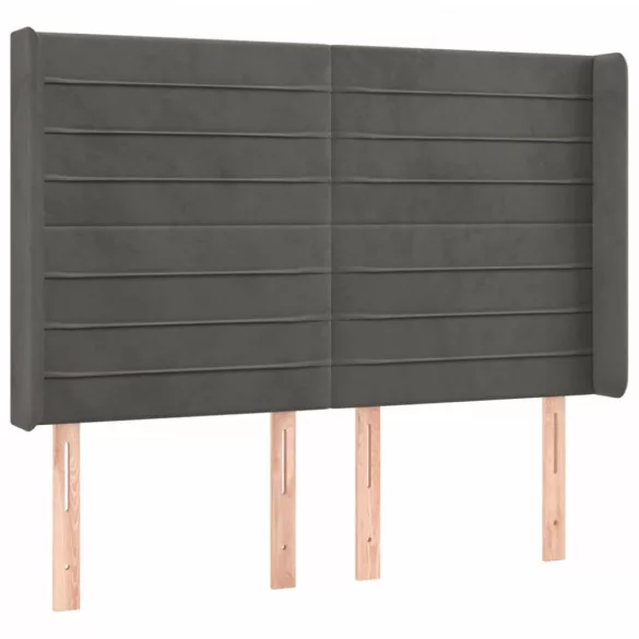 sötétszürke bársony LED-es fejtámla 147x16x118/128 cm